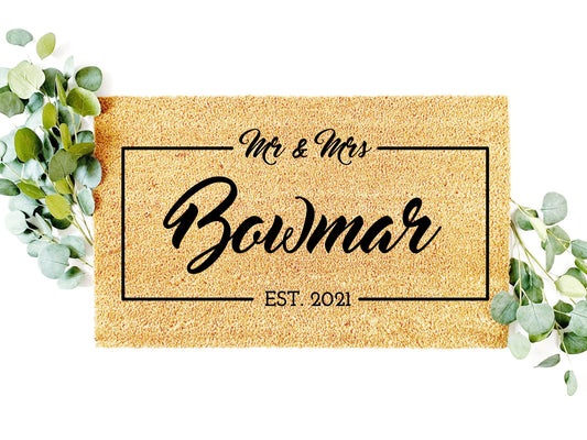 Mr. & Mrs. Doormat | Custom Painted Doormat | Housewarming Gift | Closing Gift | Welcome Doormat | Front Door Mat | Home Decor