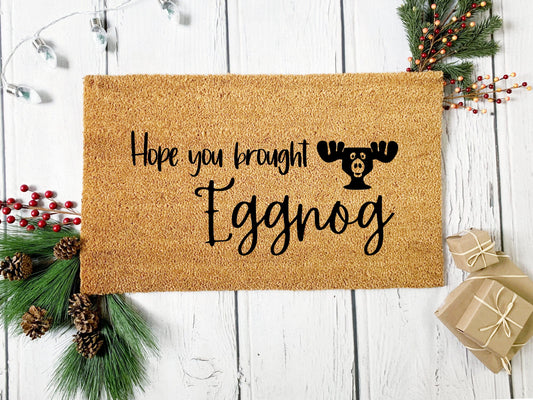 Eggnog Christmas Doormat | Custom Painted Doormat | Funny Mat | National Lampoons | Welcome Doormat | Front Door Mat | Home Decor