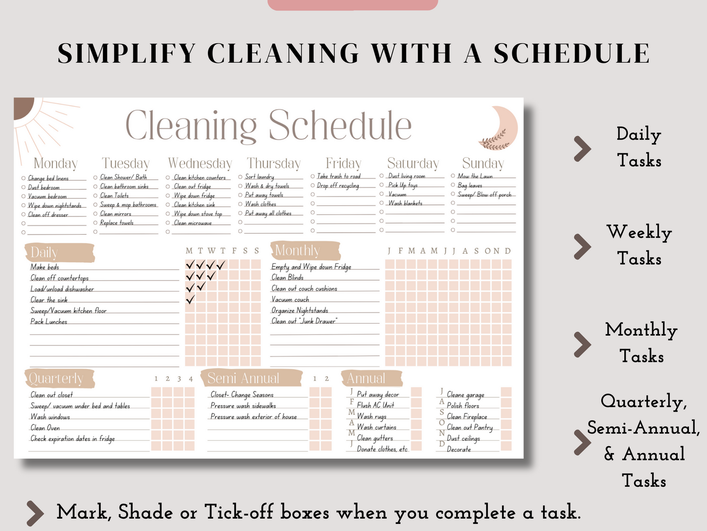 Editable Cleaning Schedule | Cleaning Checklist | PDF & Canva Template | Printable | Goodnotes | Weekly Chores | ADHA Cleaning List