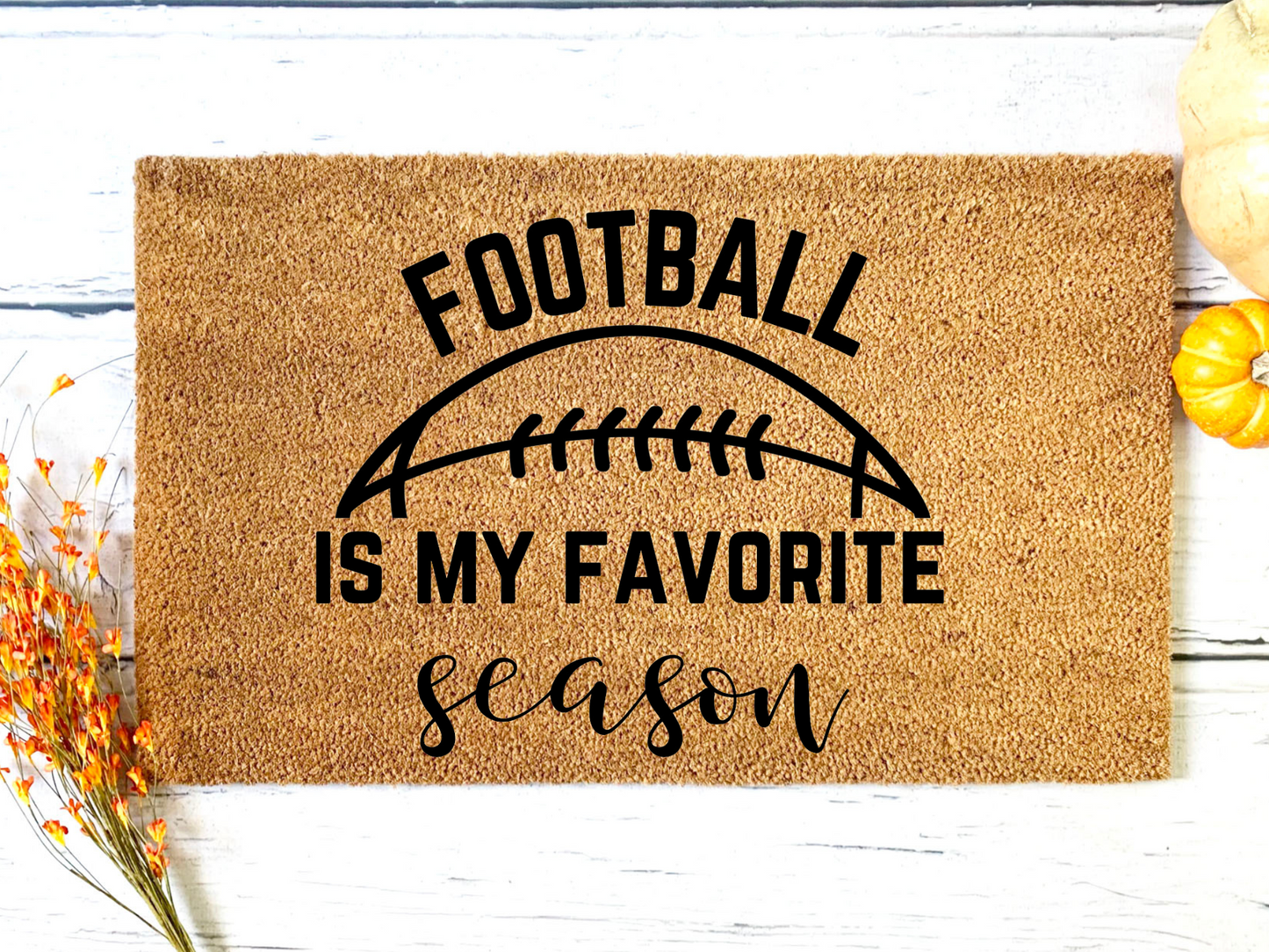 Football is my favorite Season Doormat | Custom Doormat | Closing Gift | Welcome Doormat | Front Door Mat | Home Decor | SEC Football