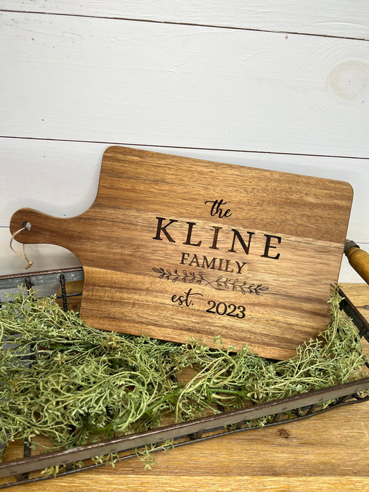 Family Name Cutting Board | Laser Engraved | Wedding Gift