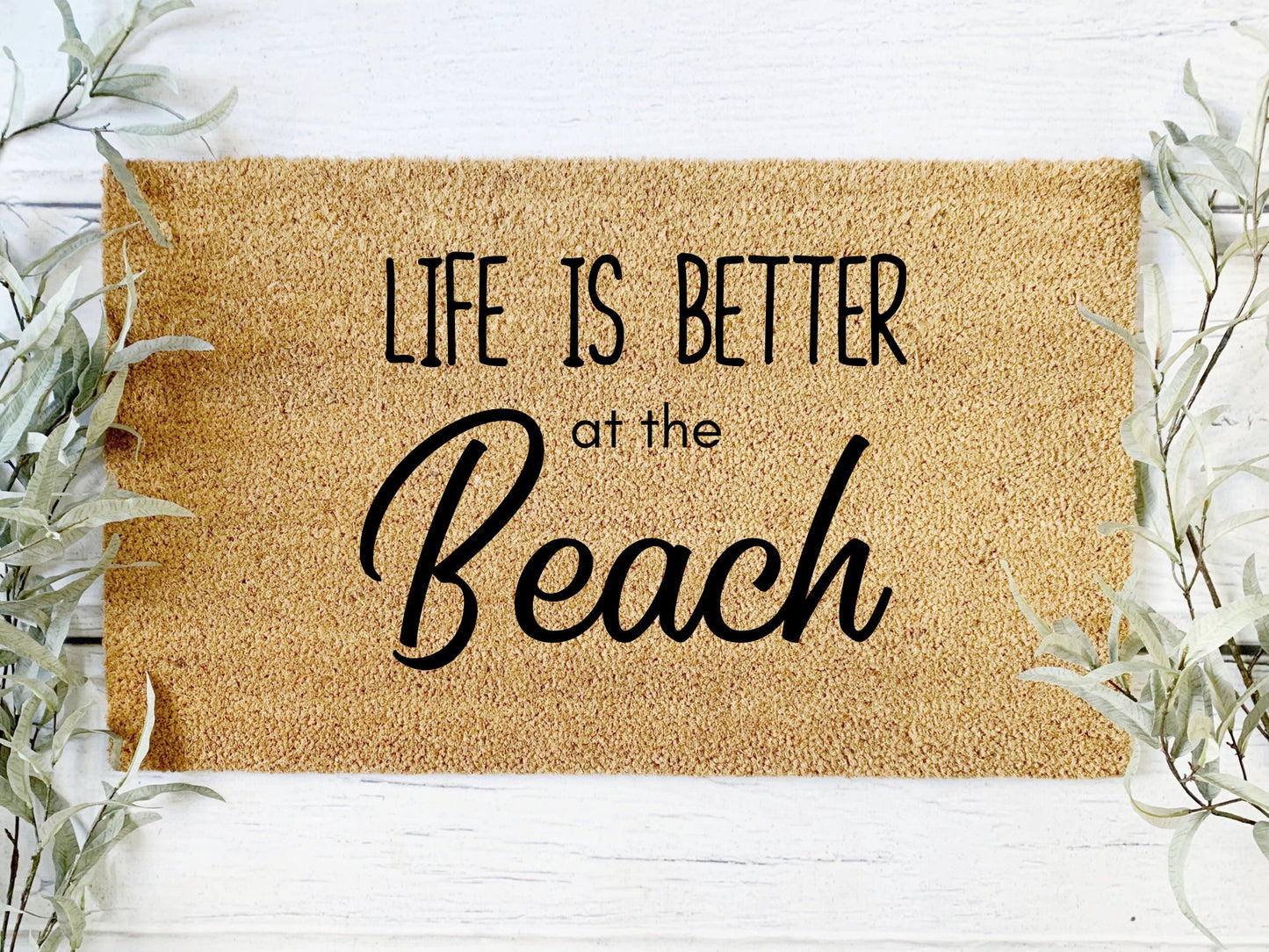 Life is Better at the Beach Doormat | Custom Doormat | Closing Gift | Welcome Doormat | Front Door Mat | Home Decor | Wedding Gift