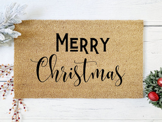 Merry Christmas Doormat | Custom Painted Doormat | Housewarming Gift | Closing Gift | Welcome Doormat | Front Door Mat | Home Decor