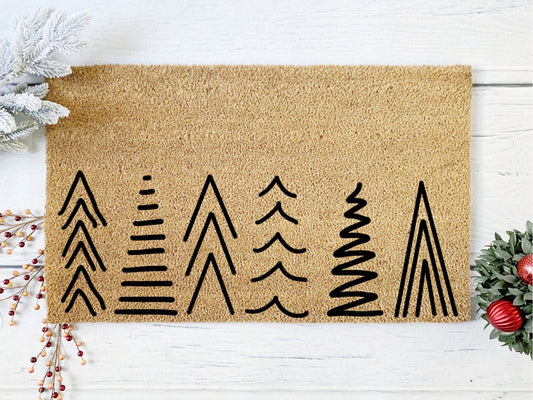 Christmas Trees Doormat | Custom Painted Doormat | Mat | Home Alone | Welcome Doormat | Front Door Mat | Home Decor