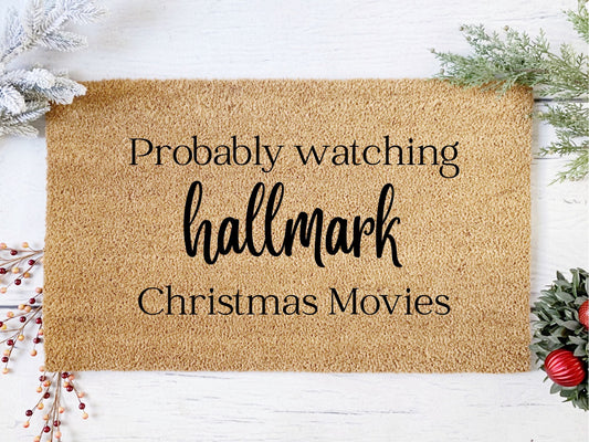 Christmas Movie Doormat | Custom Painted Doormat | Mat | Christmas Movies | Welcome Doormat | Front Door Mat | Home Decor