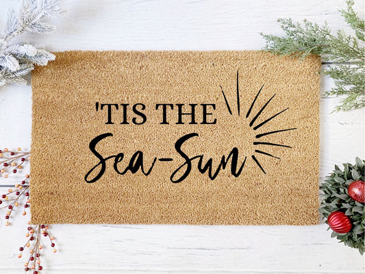 Tis the Sea-Sun Christmas Doormat | Custom Painted Doormat | Beach Mat | Home Alone | Welcome Doormat | Front Door Mat | Home Decor