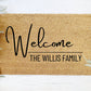 Welcome Family Name Doormat | Custom Painted Doormat | Housewarming Gift | Closing Gift | Welcome Doormat | Front Door Mat