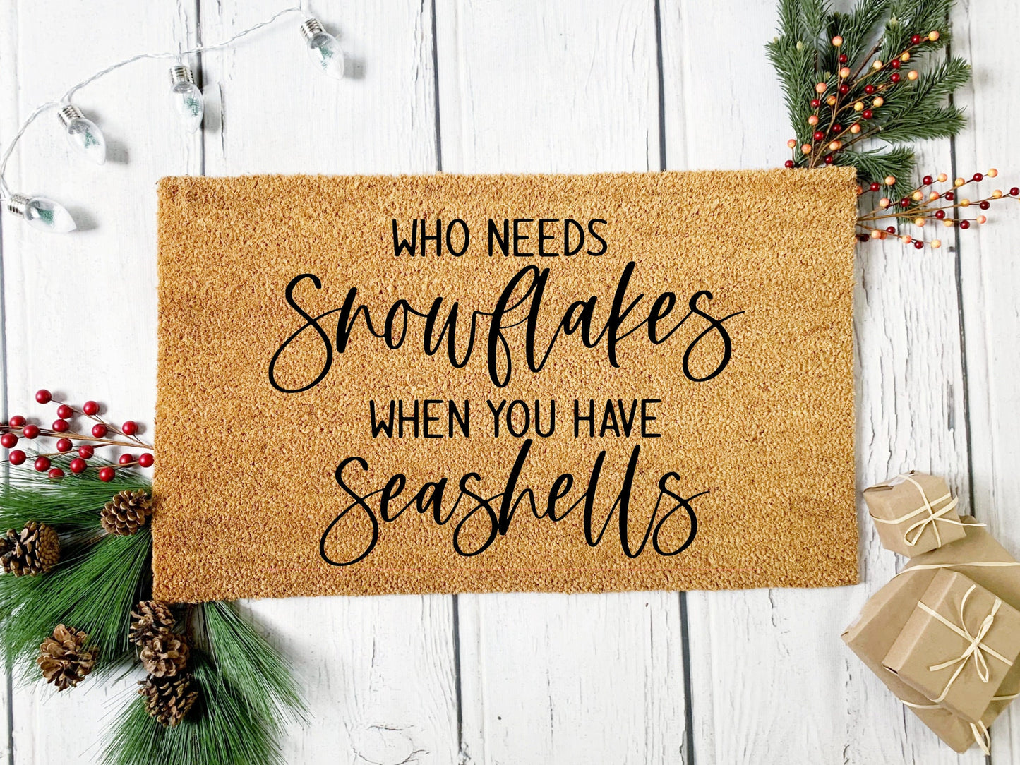 Seashell Christmas Doormat | Custom Painted Doormat | Beach Mat | Home Alone | Welcome Doormat | Front Door Mat | Home Decor