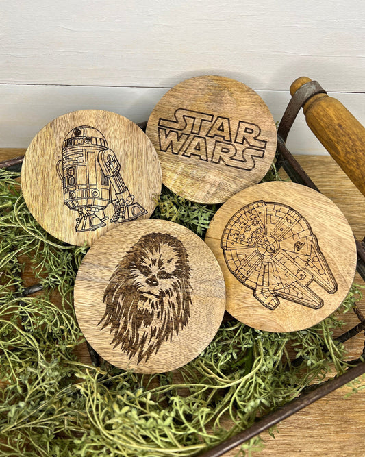 Star Wars Wooden Coasters | Engraved | Set of 4 | Sealed